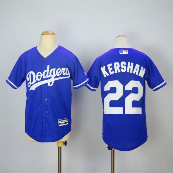 Youth Los Angeles Dodgers 22 Kershaw Blue MLB Jerseys